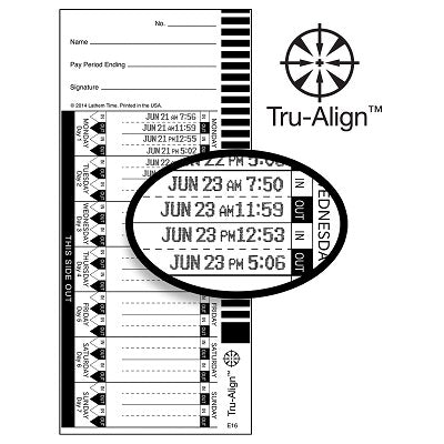 TIME CARDS-LATHEM, TRU-ALIGN FOR 1600E 4"X9" ENGLISH